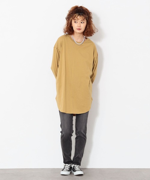 C17(シーセブンティーン)の「C17 ロングスリーブTシャツ(Tシャツ/カットソー・レディース・キャメル/ラベンダー/ブラック/グレイッシュベージュ・LARGE/MEDIUM)」の11枚目の写真