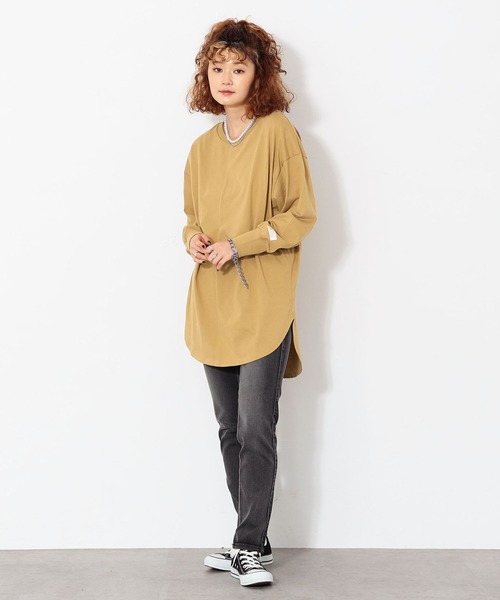 C17(シーセブンティーン)の「C17 ロングスリーブTシャツ(Tシャツ/カットソー・レディース・キャメル/ラベンダー/ブラック/グレイッシュベージュ・LARGE/MEDIUM)」の13枚目の写真