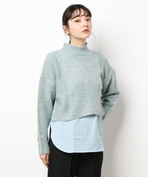 audrey and john wad | ヘリンボーン柄ニット＋ロングカットソー(ニット/セーター)