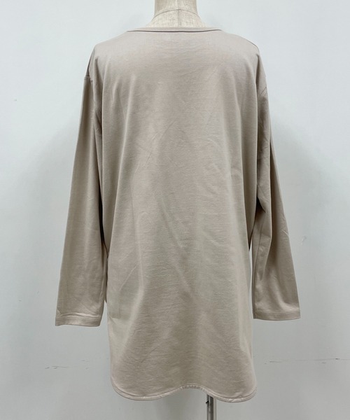 audrey and john wad（オードリーアンドジョンワッド）の「ヘリンボーン柄ニット＋ロングカットソー（ニット/セーター・レディース・ライトベージュ/サックスブルー・M）」の20枚目の写真