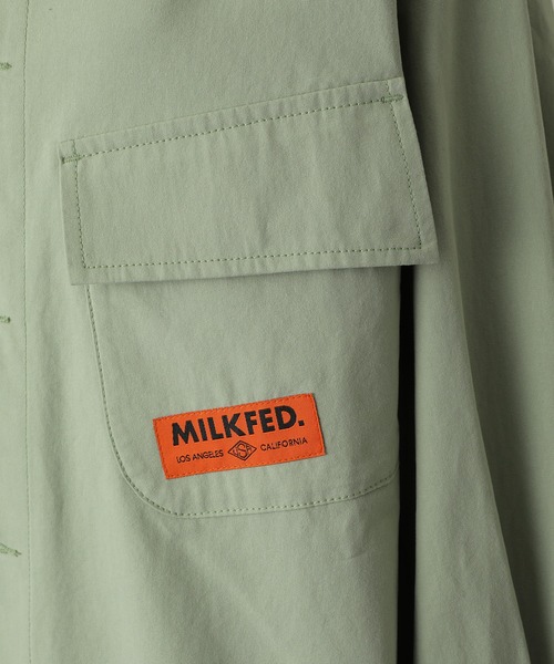 MILKFED.(ミルクフェド)の「ARCH LOGO SHIRT JACKET(シャツ/ブラウス・レディース・ネイビー/ライトグリーン・ONE SIZE)」の6枚目の写真