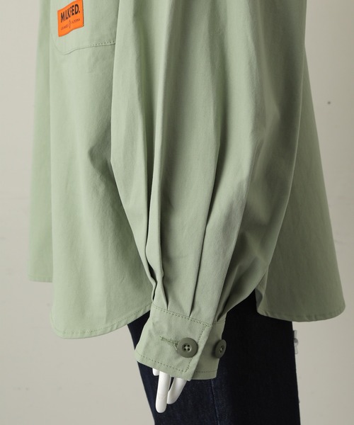MILKFED.(ミルクフェド)の「ARCH LOGO SHIRT JACKET(シャツ/ブラウス・レディース・ネイビー/ライトグリーン・ONE SIZE)」の8枚目の写真