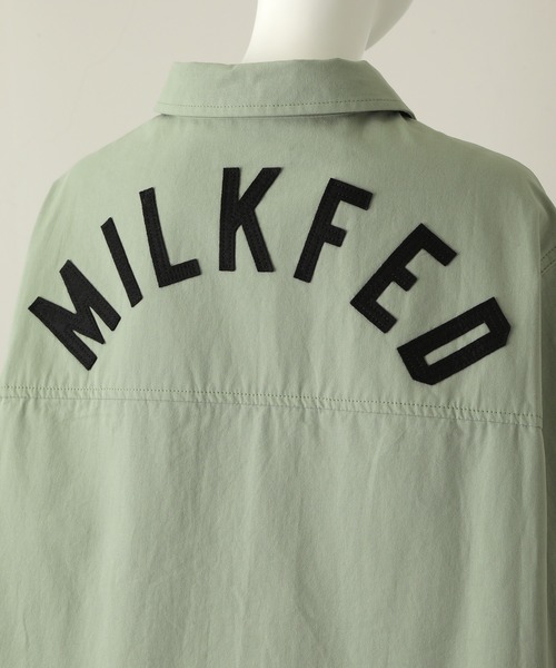 MILKFED.(ミルクフェド)の「ARCH LOGO SHIRT JACKET(シャツ/ブラウス・レディース・ネイビー/ライトグリーン・ONE SIZE)」の9枚目の写真