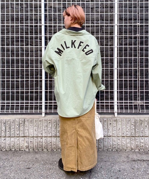 MILKFED.(ミルクフェド)の「ARCH LOGO SHIRT JACKET(シャツ/ブラウス・レディース・ネイビー/ライトグリーン・ONE SIZE)」の11枚目の写真