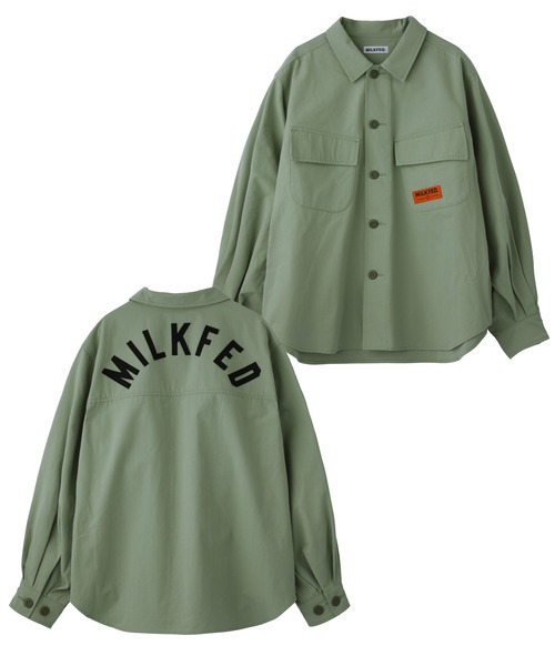 MILKFED.(ミルクフェド)の「ARCH LOGO SHIRT JACKET(シャツ/ブラウス・レディース・ネイビー/ライトグリーン・ONE SIZE)」の14枚目の写真