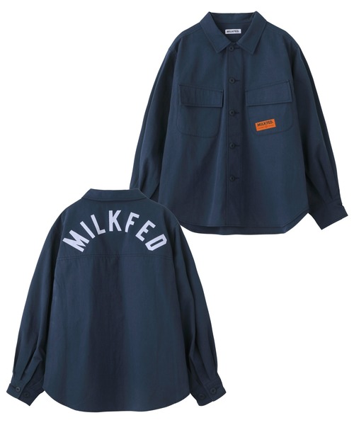 MILKFED.(ミルクフェド)の「ARCH LOGO SHIRT JACKET(シャツ/ブラウス・レディース・ネイビー/ライトグリーン・ONE SIZE)」の15枚目の写真