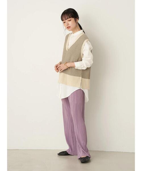 earth music&ecology（アースミュージックアンドエコロジー）の「SET2点ジャガードニットベスト+シャツチュニック ＊（ニット/セーター・レディース・ミント/ベージュ/ブラック・FREE）」の16枚目の写真