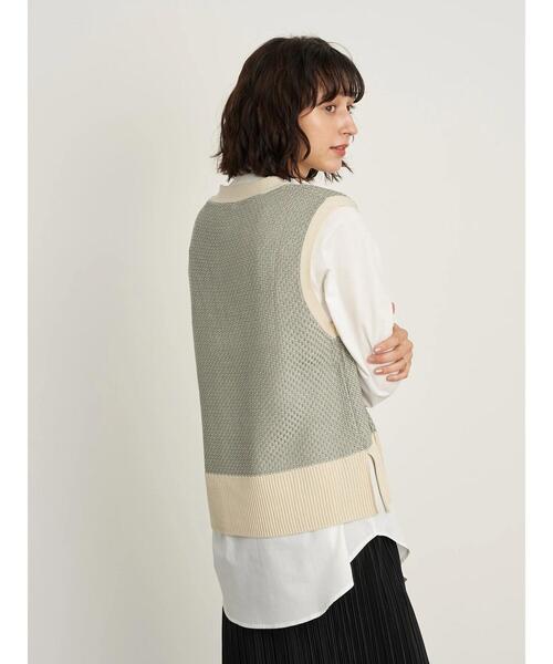 earth music&ecology（アースミュージックアンドエコロジー）の「SET2点ジャガードニットベスト+シャツチュニック ＊（ニット/セーター・レディース・ミント/ベージュ/ブラック・FREE）」の20枚目の写真