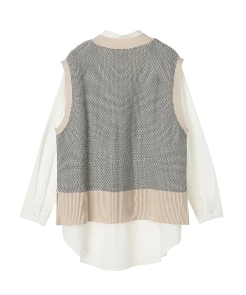 earth music&ecology（アースミュージックアンドエコロジー）の「SET2点ジャガードニットベスト+シャツチュニック ＊（ニット/セーター・レディース・ミント/ベージュ/ブラック・FREE）」の5枚目の写真