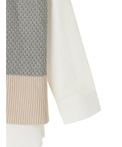 earth music&ecology（アースミュージックアンドエコロジー）の「SET2点ジャガードニットベスト+シャツチュニック ＊（ニット/セーター・レディース・ミント/ベージュ/ブラック・FREE）」の7枚目の写真