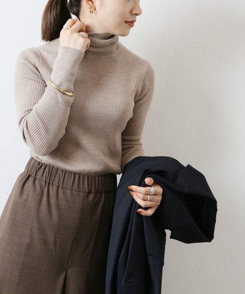 JOURNAL STANDARD（ジャーナルスタンダード）の「ウォッシャブルウールリブハイネック◆（ニット/セーター・レディース・ブラック/ブラウン/ホワイト/ベージュ・FREE）」の4枚目の写真