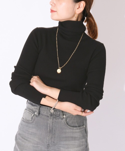 JOURNAL STANDARD（ジャーナルスタンダード）の「ウォッシャブルウールリブハイネック◆（ニット/セーター・レディース・ブラック/ブラウン/ホワイト/ベージュ・FREE）」の3枚目の写真