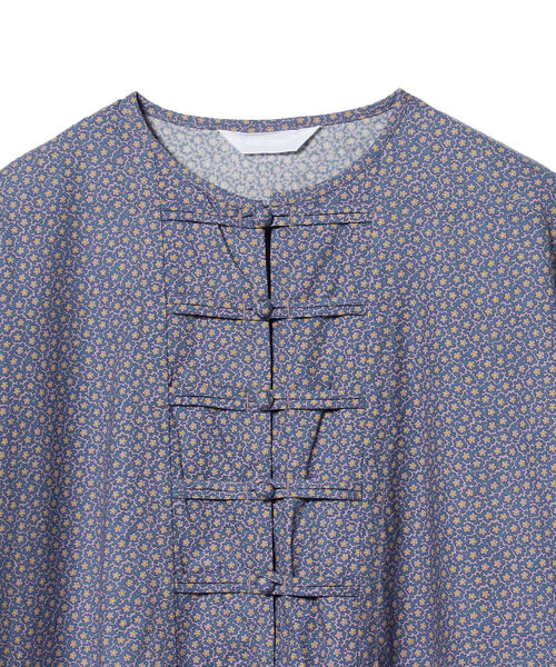 KAIチャイナワンピース水色homspunホームスパンビュルデサボン KAIチャイナワンピース水色homspunホームスパンビュルデサボン