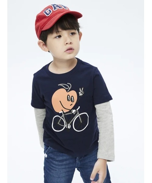 GAP（ギャップ）の「2^In-1 グラフィック Tシャツ (幼児)（Tシャツ/カットソー・キッズ・ネイビー/グレー/オレンジ・4-5 YRS/3 YRS/18-24M/5 YRS/2-3 YRS/12-18 M）」の3枚目の写真