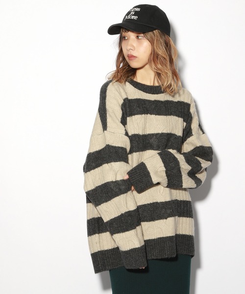 PBLIM（ページボーイリム）の「【PAGEBOYLIM】ボーダーニット（Tシャツ/カットソー・レディース・ブラック系その他/ブラウン系その他・MEDIUM/LARGE）」の10枚目の写真