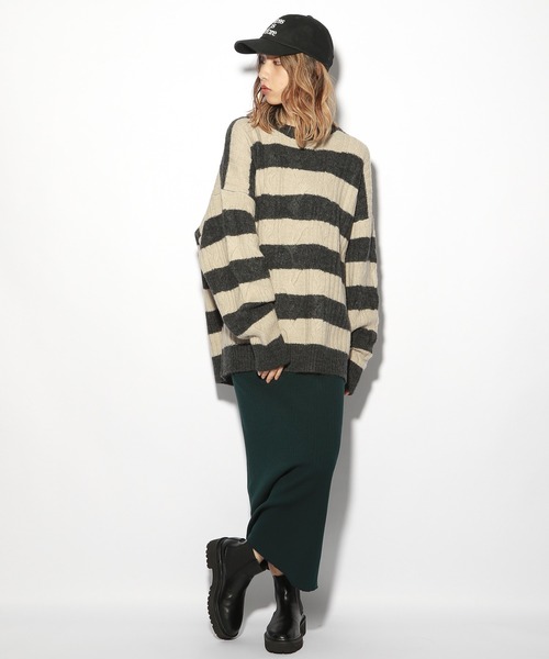 PBLIM（ページボーイリム）の「【PAGEBOYLIM】ボーダーニット（Tシャツ/カットソー・レディース・ブラック系その他/ブラウン系その他・MEDIUM/LARGE）」の12枚目の写真