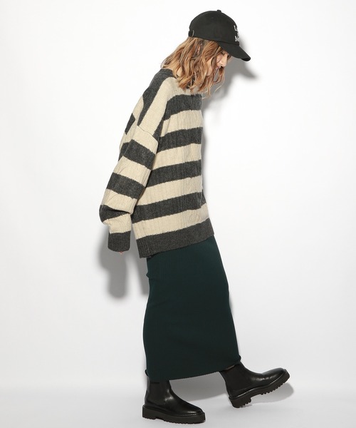 PBLIM（ページボーイリム）の「【PAGEBOYLIM】ボーダーニット（Tシャツ/カットソー・レディース・ブラック系その他/ブラウン系その他・MEDIUM/LARGE）」の14枚目の写真