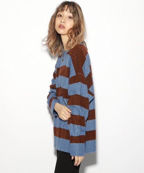 PBLIM（ページボーイリム）の「【PAGEBOYLIM】ボーダーニット（Tシャツ/カットソー・レディース・ブラック系その他/ブラウン系その他・MEDIUM/LARGE）」の18枚目の写真