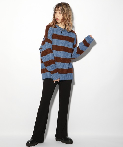 PBLIM（ページボーイリム）の「【PAGEBOYLIM】ボーダーニット（Tシャツ/カットソー・レディース・ブラック系その他/ブラウン系その他・MEDIUM/LARGE）」の20枚目の写真