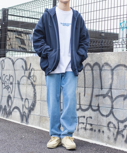 WEGO（ウィゴー）の「WEGO/【WEB限定】ヘビーウエイトビッグシルエット ジップパーカー（パーカー・メンズ・ダークグリーン/ネイビー/オートミール/杢グレー/スミクロ・MEDIUM/LARGE）」の7枚目の写真