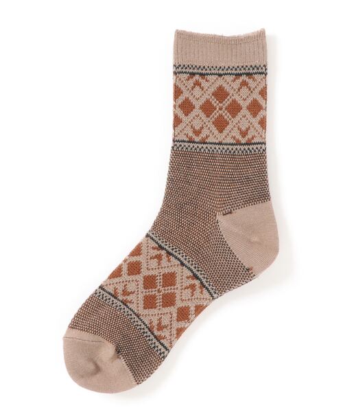 Samansa Mos2(サマンサ モスモス)の「幾何学柄鹿の子ソックス(ソックス/靴下・レディース・ブラウン/グレー/キナリ・フリ-)」の3枚目の写真