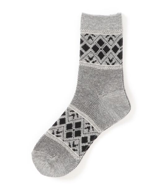 Samansa Mos2(サマンサ モスモス)の「幾何学柄鹿の子ソックス(ソックス/靴下・レディース・ブラウン/グレー/キナリ・フリ-)」の2枚目の写真