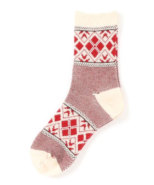 Samansa Mos2(サマンサ モスモス)の「幾何学柄鹿の子ソックス(ソックス/靴下・レディース・ブラウン/グレー/キナリ・フリ-)」の1枚目の写真