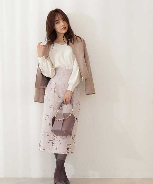PROPORTION BODY DRESSING(プロポーションボディドレッシング)の「【美人百花11月号 掲載商品】カットワークナロースカート / 1211220019(スカート・レディース・ダークブラウン/ブルー/ベージュ/ブラウン・MEDIUM/SMALL)」の6枚目の写真
