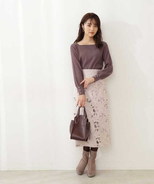 PROPORTION BODY DRESSING(プロポーションボディドレッシング)の「【美人百花11月号 掲載商品】カットワークナロースカート / 1211220019(スカート・レディース・ダークブラウン/ブルー/ベージュ/ブラウン・MEDIUM/SMALL)」の7枚目の写真