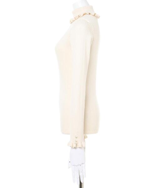 Allamanda(アラマンダ)の「フリルタートルニット(ニット/セーター・レディース・グレー系その他/アイボリー/ブラック・M)」の4枚目の写真