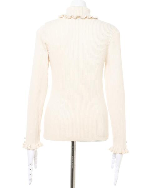 Allamanda(アラマンダ)の「フリルタートルニット(ニット/セーター・レディース・グレー系その他/アイボリー/ブラック・M)」の8枚目の写真