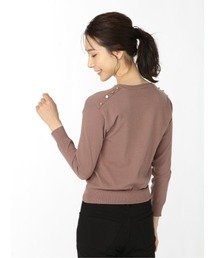 m.f.editorial | エムエフエディトリアルレディース/m.f.editorial：Women ストレッチ 肩ボタン クルーネック ニットプルオーバー(ニット/セーター)