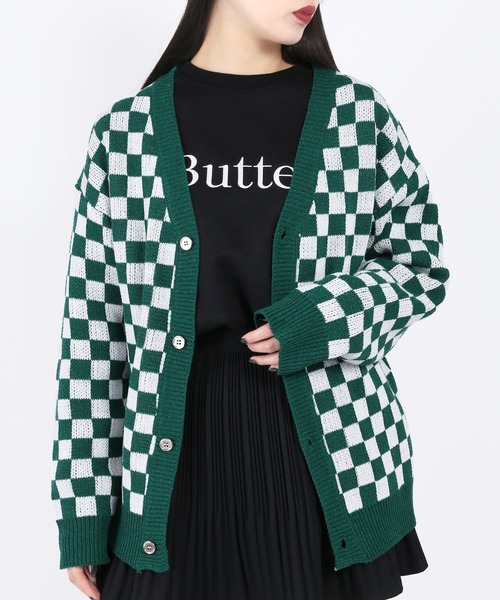 WC(ダブル シー)の「チェッカーグリーンカーディガン(カーディガン/ボレロ・レディース・グリーン・FREE)」の1枚目の写真