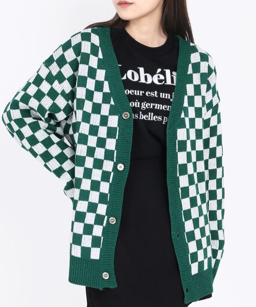 WC(ダブル シー)の「チェッカーグリーンカーディガン(カーディガン/ボレロ・レディース・グリーン・FREE)」の2枚目の写真