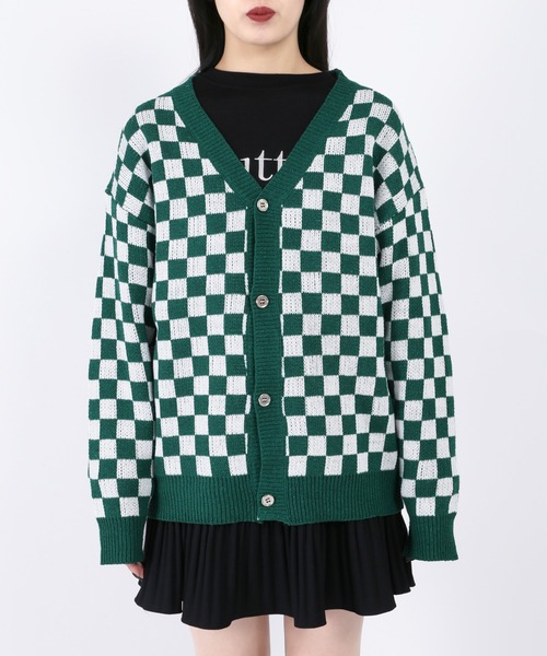 WC(ダブル シー)の「チェッカーグリーンカーディガン(カーディガン/ボレロ・レディース・グリーン・FREE)」の9枚目の写真