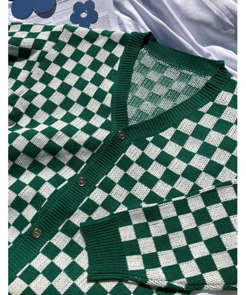 WC(ダブル シー)の「チェッカーグリーンカーディガン(カーディガン/ボレロ・レディース・グリーン・FREE)」の8枚目の写真