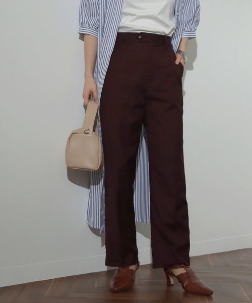 AULI(アウリィ)の「【低身長向けサイズ】PJストレートスラックスパンツ(スラックス・レディース・ブラウン/ダークグレー/レッド・XS/XXS/S)」の3枚目の写真