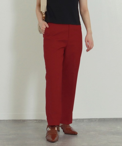 AULI(アウリィ)の「【低身長向けサイズ】PJストレートスラックスパンツ(スラックス・レディース・ブラウン/ダークグレー/レッド・XS/XXS/S)」の1枚目の写真