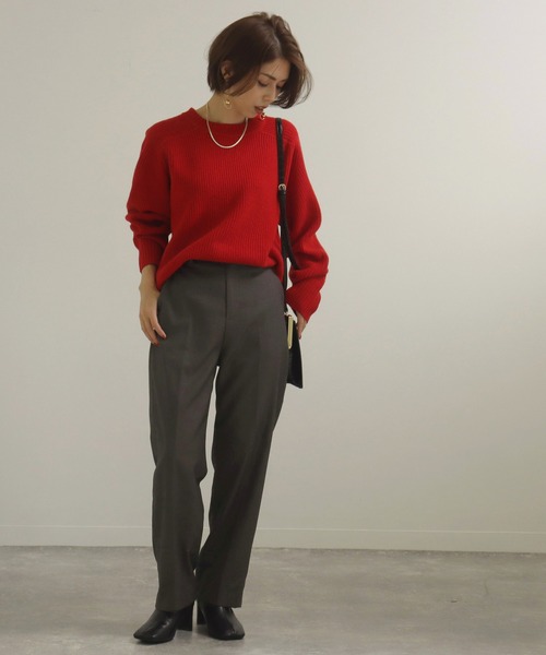 AULI(アウリィ)の「【低身長向けサイズ】PJストレートスラックスパンツ(スラックス・レディース・ブラウン/ダークグレー/レッド・XS/XXS/S)」の10枚目の写真