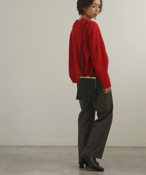 AULI(アウリィ)の「【低身長向けサイズ】PJストレートスラックスパンツ(スラックス・レディース・ブラウン/ダークグレー/レッド・XS/XXS/S)」の11枚目の写真