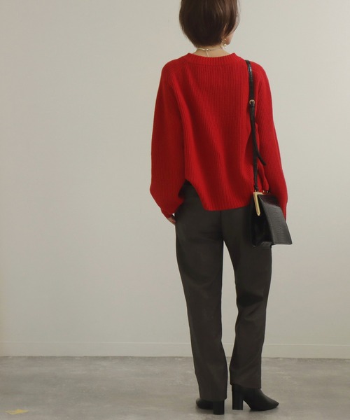 AULI(アウリィ)の「【低身長向けサイズ】PJストレートスラックスパンツ(スラックス・レディース・ブラウン/ダークグレー/レッド・XS/XXS/S)」の12枚目の写真