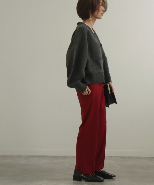 AULI(アウリィ)の「【低身長向けサイズ】PJストレートスラックスパンツ(スラックス・レディース・ブラウン/ダークグレー/レッド・XS/XXS/S)」の13枚目の写真