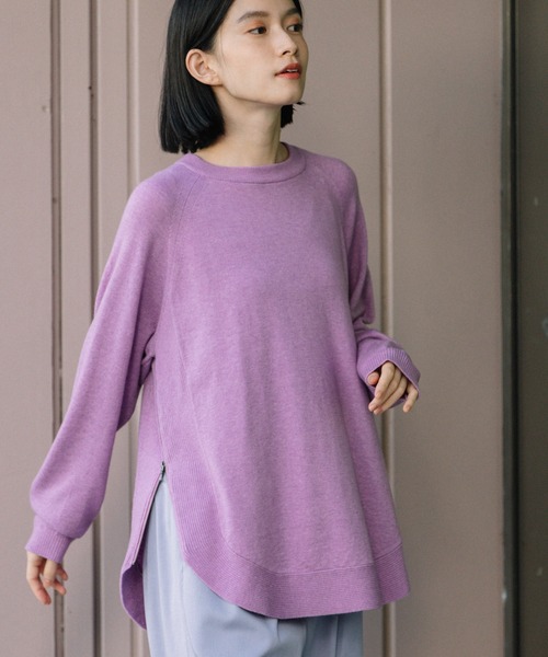 Munich(ミューニック)の「コットンウールジャージサイドジッププルオーバー(ニット/セーター・レディース・ブラック/レッド/ミント/ラベンダー/オートミール・FREE)」の5枚目の写真