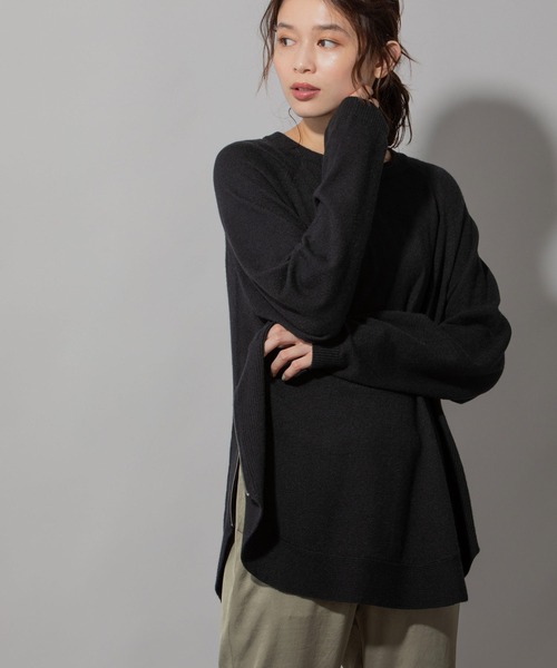 Munich(ミューニック)の「コットンウールジャージサイドジッププルオーバー(ニット/セーター・レディース・ブラック/レッド/ミント/ラベンダー/オートミール・FREE)」の2枚目の写真