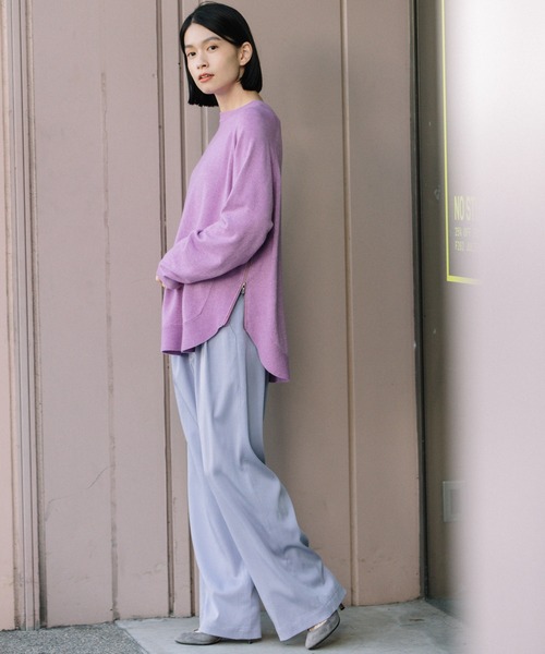 Munich(ミューニック)の「コットンウールジャージサイドジッププルオーバー(ニット/セーター・レディース・ブラック/レッド/ミント/ラベンダー/オートミール・FREE)」の20枚目の写真