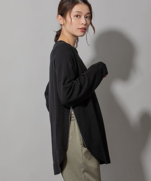 Munich(ミューニック)の「コットンウールジャージサイドジッププルオーバー(ニット/セーター・レディース・ブラック/レッド/ミント/ラベンダー/オートミール・FREE)」の6枚目の写真