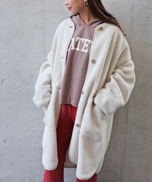 andme | 合皮パイピングボアノーカラーコート(ノーカラーコート)