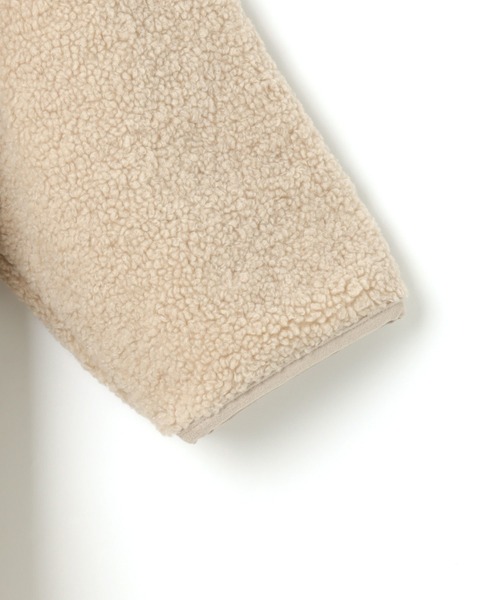 andme（アンドミー）の「合皮パイピングボアノーカラーコート（ノーカラーコート・レディース・アイボリー/モカ/ライトベージュ・M）」の19枚目の写真