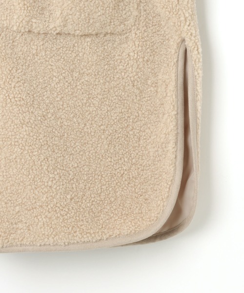 andme（アンドミー）の「合皮パイピングボアノーカラーコート（ノーカラーコート・レディース・アイボリー/モカ/ライトベージュ・M）」の15枚目の写真