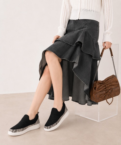 coca(ANDEX shoes product)(コカ)の「coca / BMZインソール付き ふわっと軽い 厚底 軽量 スリッポン スニーカー 121039(スニーカー・レディース・シルバー/ブラック/ブラック系その他・23cm/24cm/23.5cm/22.5cm/24.5cm)」の20枚目の写真